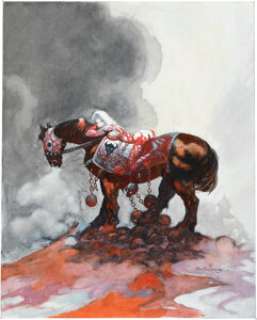 Tom Grindberg - Lady Death "Death Dealer" Homage Painting Original Art (c. 1990s).