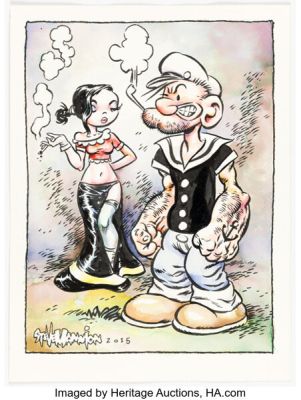 Steve Mannion - Popeye and Olive Oyl Illustration Original Art (2015).