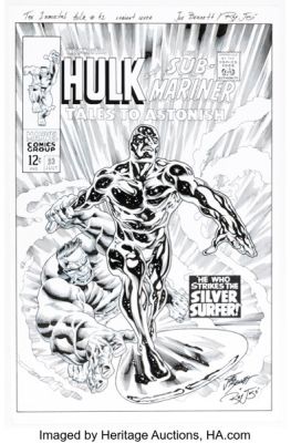 Ruy José [Joe Bennett printed blue lines] Immortal Hulk #42 Silver Surfer Homage Cover Inks Original Art (Marvel, 2021). | Heritage
