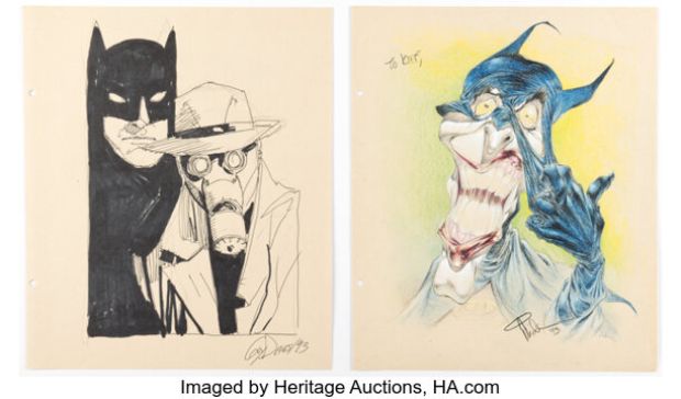 Guy Davis, Angel Medina, and other - Batman Scrapbook Sketches Original Art and Batman TV Show Cast Signatures Group of 10 (c. 1989-1993). (Total: 10 Items) | Heritage