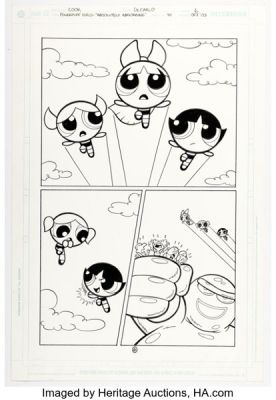 Christopher Cook and Mike DeCarlo The Powerpuff Girls #41 Story Page 6 Original Art (DC, 2003).