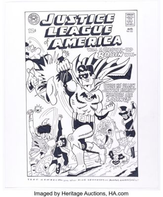 Fred Hembeck Justice League of America #55 Cover Re-Interpretation Original Art (2009).
