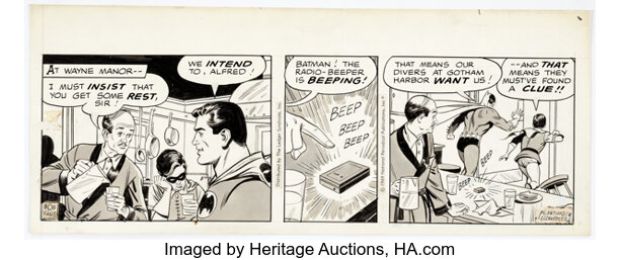 Al Plastino Batman with Robin the Boy Wonder Daily Comic Strip Original Art (The Ledger Syndicate, 1969). | Heritage