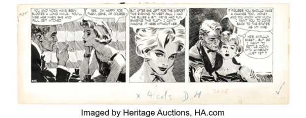 David Wright Carol Day #495 Daily Comic Strip Original Art (London Daily Mail, 1958). | Heritage