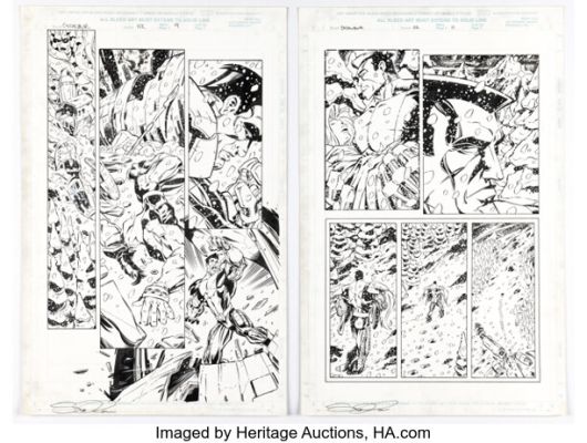 Pete Woods and Scott Koblish Excalibur #112 Colossus Story Pages 9 and 11 Original Art (Marvel, 1997). (Total: 2 Original Art)