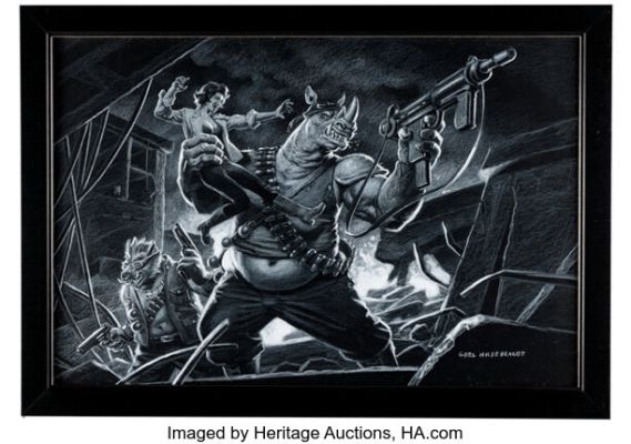 Greg Hildebrandt - Bebop, Rocksteady, and April O’Neil Illustration Original Art (2016). | Heritage