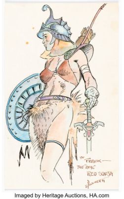 Sandy Plunkett "The Real Red Sonja" Illustration Original Art (1991).