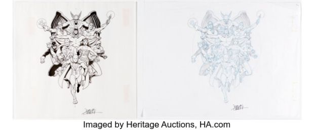 Dave Gibbons - Justice Society of America Illustration Original Art Group of 2 (undated). (Total: 2 Original Art) | Heritage