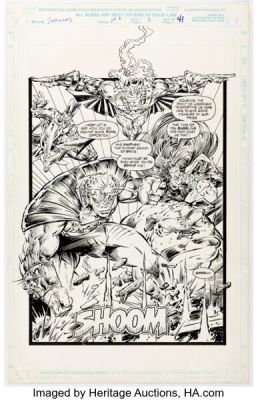 Robert E. Brown and Rey Garcia Inhumans: The Great Refuge #1 Page 41 Splash Page Original Art (Marvel, 1995).