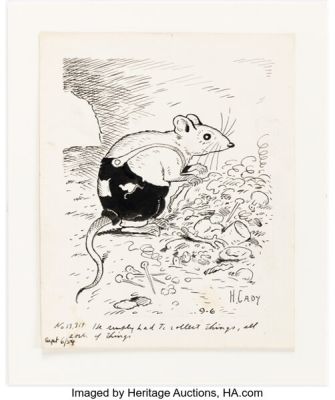 Harrison Cady Burgess Bedtime Story #13319 Peter Rabbit Daily Column Illustration Original Art dated 9-6-54 (New York Herald Tribune, 1954).
