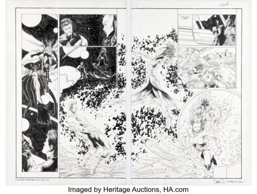 Steve McNiven and John Dell Uncanny Avengers #14 Double-Page Spread 7-8 Original Art (Marvel, 2014). (Total: 2 Original Art)