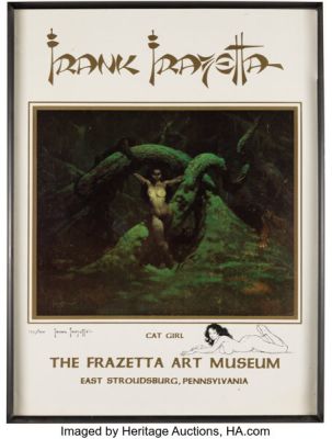 Frank Frazetta Cat Girl Sketch Original Art Remarqued on Signed Limited Edition Lithograph Print #190/300 (Frazetta Art Museum, undated).