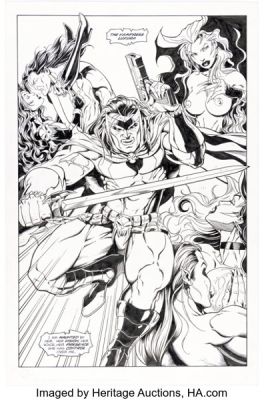 Henry Martinez and Eman Torre Vamperotica #17 Blood Hunter and Luxura Splash Page 3 Original Art (Brainstorm, 1996).