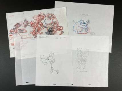 Lupo Alberto - 4x Layout per cartoni animati. Studio Silver - EO | Catawiki