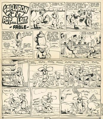 GOTLIB (1934-2016) - Lot 48 : Gai-luron en écrase méchamment - Gai-Luron et le pot au lait