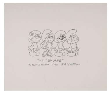 A Bob Bemiller Signed Drawing of The Smurfs. | Van Eaton Galleries