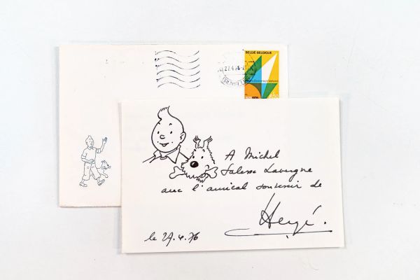Herge (Georges Remi, 1907-1983) | Lot 31 : Dessin-dédicace à l’encre de Chine sur papier libre représentant… | misc / divers