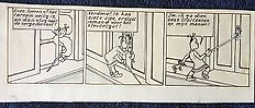 Vandersteen, Willy - Originele strook (inkt en blauw potlood) - Rikki en Wiske - gepubliceerd in ’De Nieuwe Standaard’ - Loose page - (1945) | Catawiki