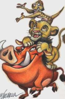 Lion King - Simba, Timon & Pumbaa - Hakuna Matata! - Original Drawing - Joan Vizcarra - Hand Drawn | Catawiki