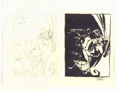 Tim Sale - batgirl #21 cover prelim - batgirl (cassandra cain) and the joker - 2001 signed with batman remark