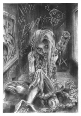 Gianluca Gugliotta | Jinx (Arcane) Charcoal Illustration | Raremarq (Buy It Now)