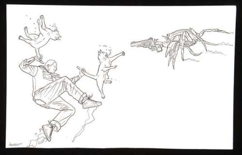 Geof Darrow an original artwork of Shaolin Cowboy Vs. King Crab (2012). | Ewbank’s