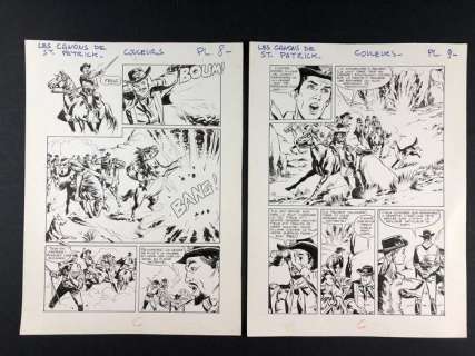 Rin Tin Tin e Rusty - C. Marcello - 2x tavole originali "Les canons de St. Patrick" - Loose page - (1967) | Catawiki