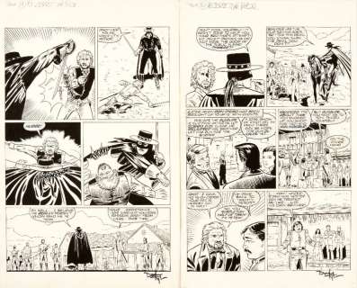 Zorro: two original artworks drawn and signed by Dave Taylor for… | Comic Book Auctions ltd