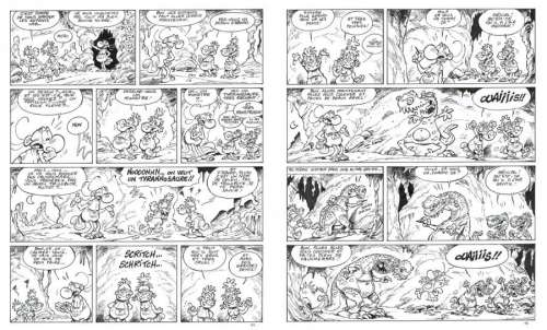 Gag complet - Babysitting - en 2 planches originales issues du tome 13 de la série Nabuchodinosaure par Roger WIDENLOCHER