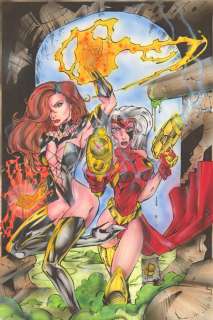 Bill Maus - nira x: cyberangel - cynder: endangered species color art - cover? Pin-up? - 1995 signed