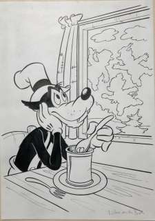 Donald Duck - Wilma van den Bosch - originele cover - Donald Duck weekblad 2011 nr 12 - Grote boze wolf - original drawing in ink (2011) | Catawiki