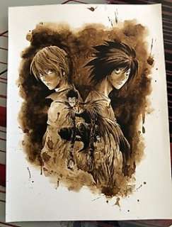 Original Coffee Painting - DEATH NOTE - Original Art (2018)