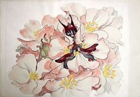 Wendling, Claire - Illustration originale "Fée dans les fleurs" - Daisies - (2010)