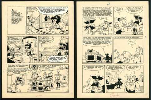Studio Bottaro 2x Planche originale - Pepito - Un drôle d’anniversaire - (1965) | Catawiki