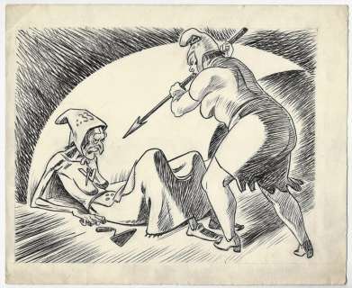 Il Travaso - Giovanni Manca - illustrazione originale " La Francia attacca la Massoneria" - Anni ’40 - First edition | Catawiki