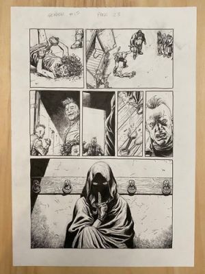 Gary Frank Geiger original comic art #15, p23. Superman, Batman, Hulk artist