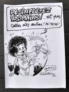 Walthéry, François - Dessin original - Le Petit bout d’chique - Prévention coronavirus - (2020) | Catawiki