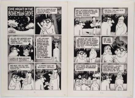 Williamson, Skip | Skip Williamson Pighead Complete 2-Page Story in 1 Sheet "One Night in the Bohemian Grove" Original Art (Williamso... | Heritage