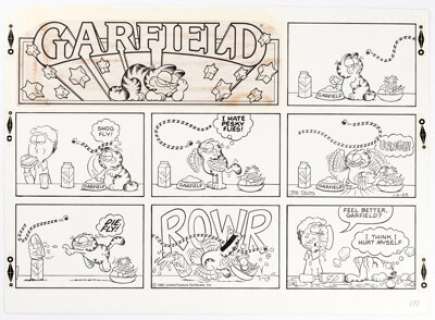 Davis, Jim | Jim Davis Garfield Sunday Comic Strip Original Art dated 1-2-83 (United Feature Syndicate, 1983). ... | Heritage