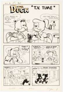 Archie Artist | Super Duck Comics #90 Complete 6-Page Story "T.V. Time" Original Art (Archie, 1960). (Total: 6 Original Art) | Heritage