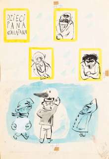 Jan Lenica (1928 - 2001) | Jan Lenica | Dzieci Pana Kołłątajka dla tygodnika "Szpilki", rysunek satyryczny, lata 50 XXw. | Desa Unicum