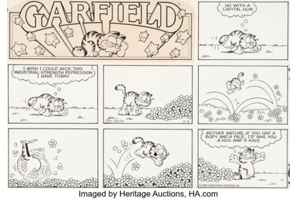 Jim Davis Garfield Sunday Comic Strip Original Art dated 10-9-83 (United Feature Syndicate, 1983). | Heritage