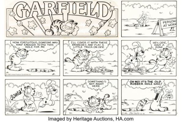 Jim Davis Garfield Sunday Comic Strip Original Art dated 6-16-85 (United Feature Syndicate, 1985). | Heritage