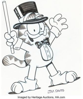 Jim Davis Studio - Magician Garfield Illustration Original Art (c. 1980s). | Heritage