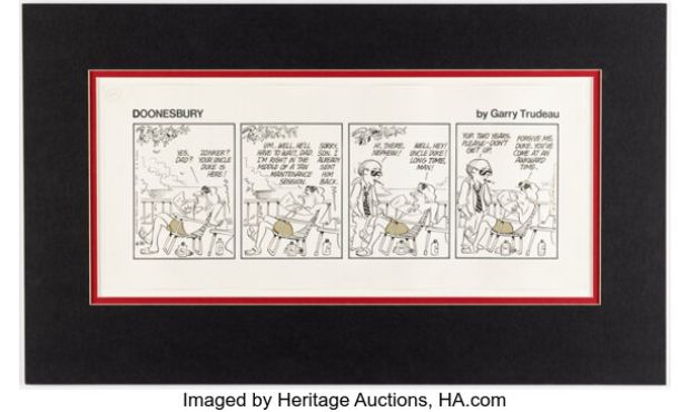 Garry Trudeau Doonesbury Daily Comic Strip Original Art dated 6-30-77 (Universal Press Syndicate, 1977). | Heritage