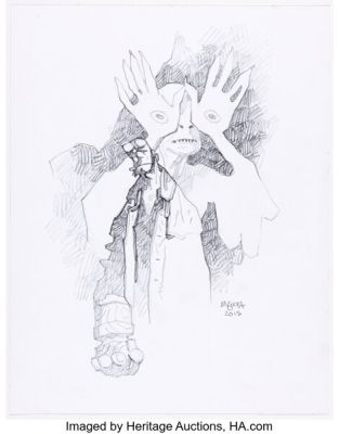 Mike Mignola - Hellboy and Pale Man Sketch Original Art (2015). | Heritage