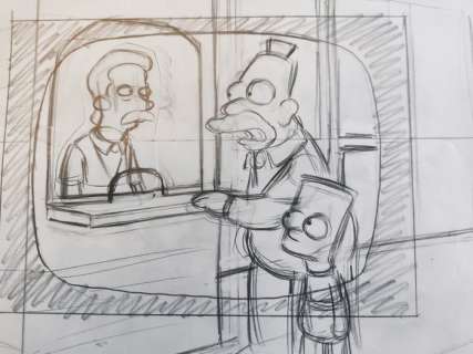 The Simpsons - Original Animation Art drawing - Bart and Abraham - First edition | Catawiki