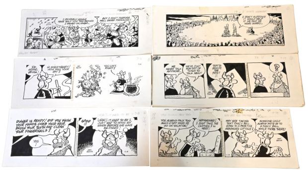 12 Chris Browne, Hagar the Horrible Daily Comic Strip Original Art, Ink on paper, twelve original multi-panel daily… | misc / divers