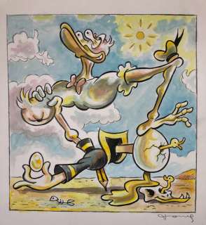Tony Fernandez - Donald Duck originele kleurentekening - geïnspireerd door Dali "Soft Construction with Boiled Beans" - original drawing in color (2019) | Catawiki
