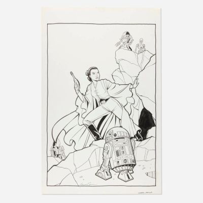 Lot 142 - Amanda Conner and Jimmy Palmiotti, Star Wars Coloring Book Volume 1 Original Art (Walt Disney, 2023) | Landry Pop Auctions